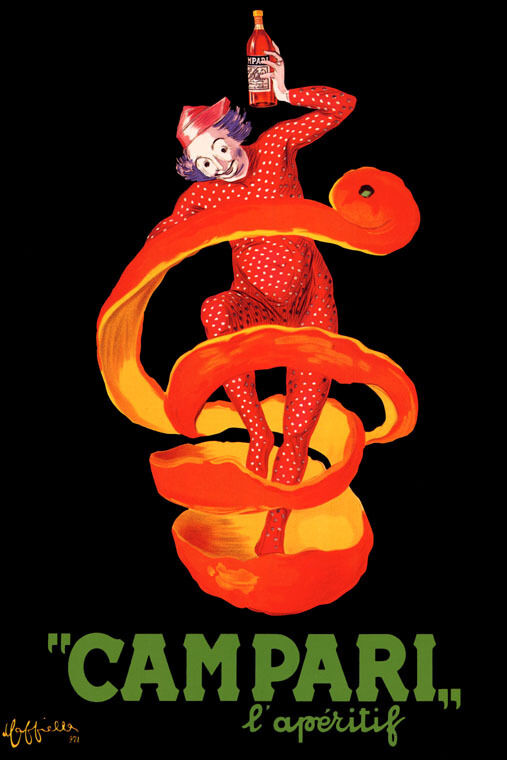 CAMPARI APERITIF ORANGE PEEL CLOWN DRINK ITALY CAPPIELLO VINTAGE POSTER