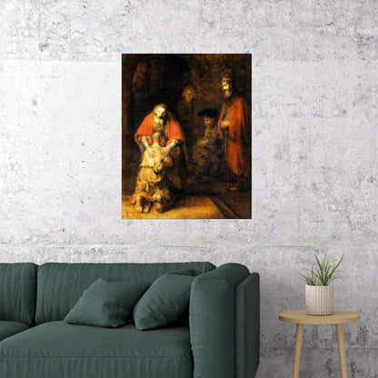 RETURN OF THE PRODIGAL SON RELIGION PAINTING BY REMBRANDT POSTER