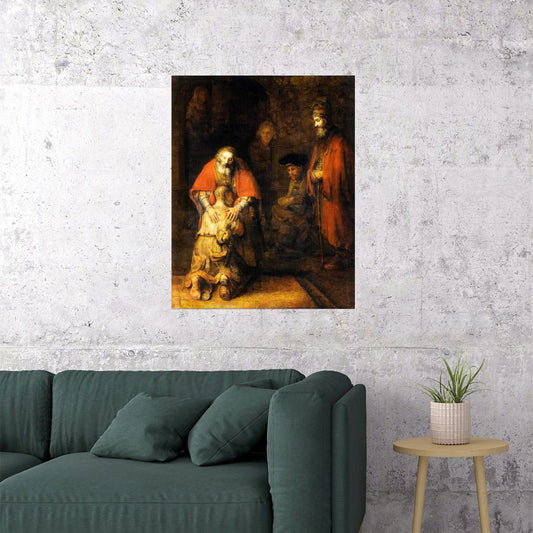 RETURN OF THE PRODIGAL SON RELIGION PAINTING BY REMBRANDT POSTER