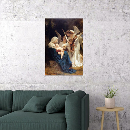 SONG OF THE ANGELS VIOLIN TO MARY AND BABY JESUS PAINTING BY BOUGUEREAU POSTER