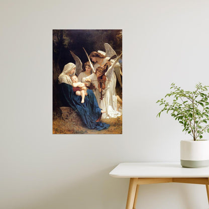 SONG OF THE ANGELS VIOLIN TO MARY AND BABY JESUS PAINTING BY BOUGUEREAU POSTER