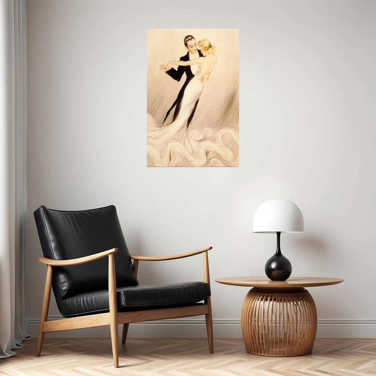 COUPLE DANCE WALTZ TANGO BALLROOM DANCE BY LOUIS ICART VINTAGE POSTER