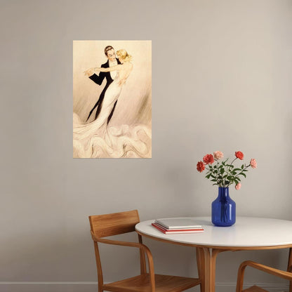 COUPLE DANCE WALTZ TANGO BALLROOM DANCE BY LOUIS ICART VINTAGE POSTER