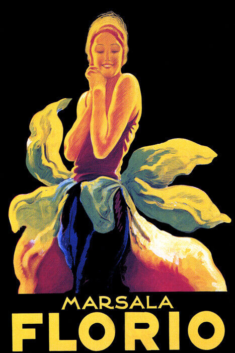 MARSALA FLORIO DRINK ALCOHOL ITALIAN GIRL ITALY CAPPIELLO VINTAGE POSTER