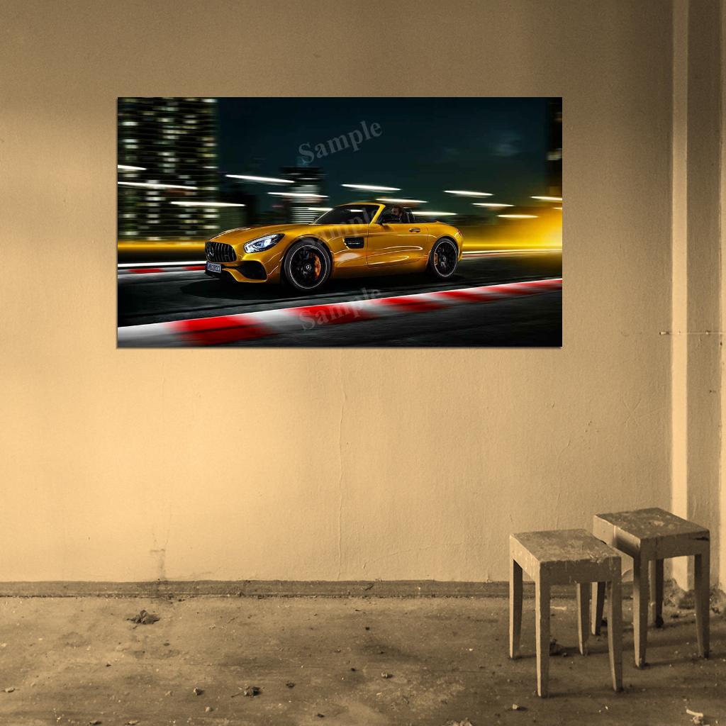Amg Gt S Roadster 2018 High Res HD HQ Car Posters Home Decor Aesthetic Garage Man Cave For Men Boys Wall Art Poster