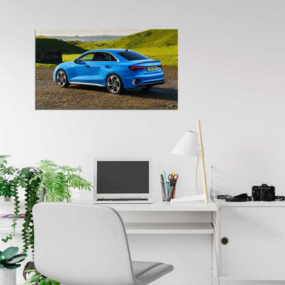 S3 Sedan Blue High Res HD HQ Car Posters Home Decor Aesthetic Garage Man Cave For Men Boys Wall Art Poster