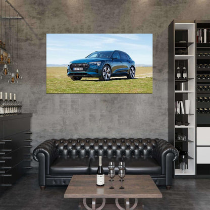 E Tron 55 Quattro Blue High Res HD HQ Car Posters Home Decor Aesthetic Garage Man Cave For Men Boys Wall Art Poster