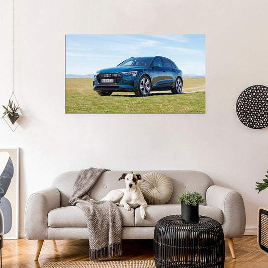 E Tron 55 Quattro Blue High Res HD HQ Car Posters Home Decor Aesthetic Garage Man Cave For Men Boys Wall Art Poster