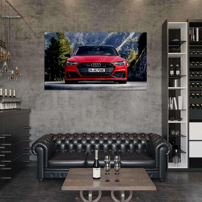 A7 Sportback 55 Tfsi Red High Res HD HQ Car Posters Home Decor Aesthetic Garage Man Cave For Men Boys Wall Art Poster