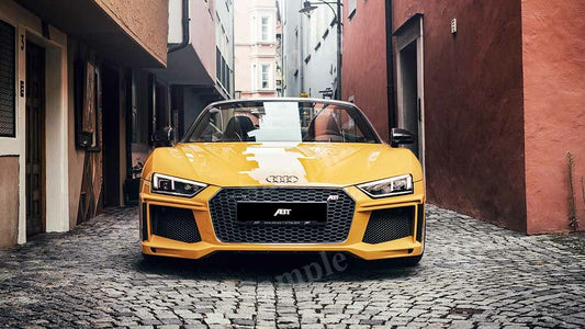 Abt R8 Spyder Yellow High Res HD HQ Car Posters Home Decor Aesthetic Garage Man Cave For Men Boys Wall Art Poster