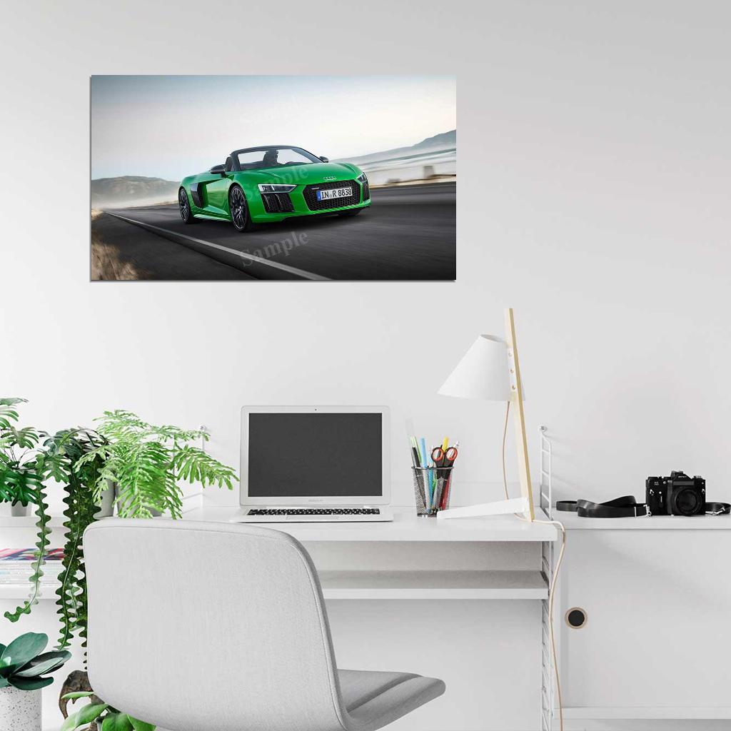 R8 Spyder V10 Plus Green High Res HD HQ Car Posters Home Decor Aesthetic Garage Man Cave For Men Boys Wall Art Poster