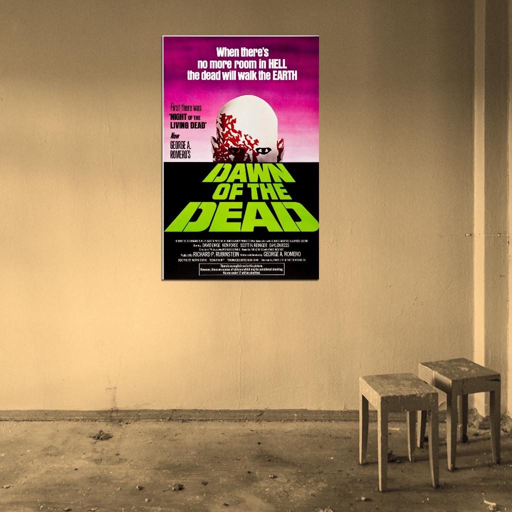 DAWN OF THE DEAD Horror Zombies Film Retro Movie Vintage Wall Poster