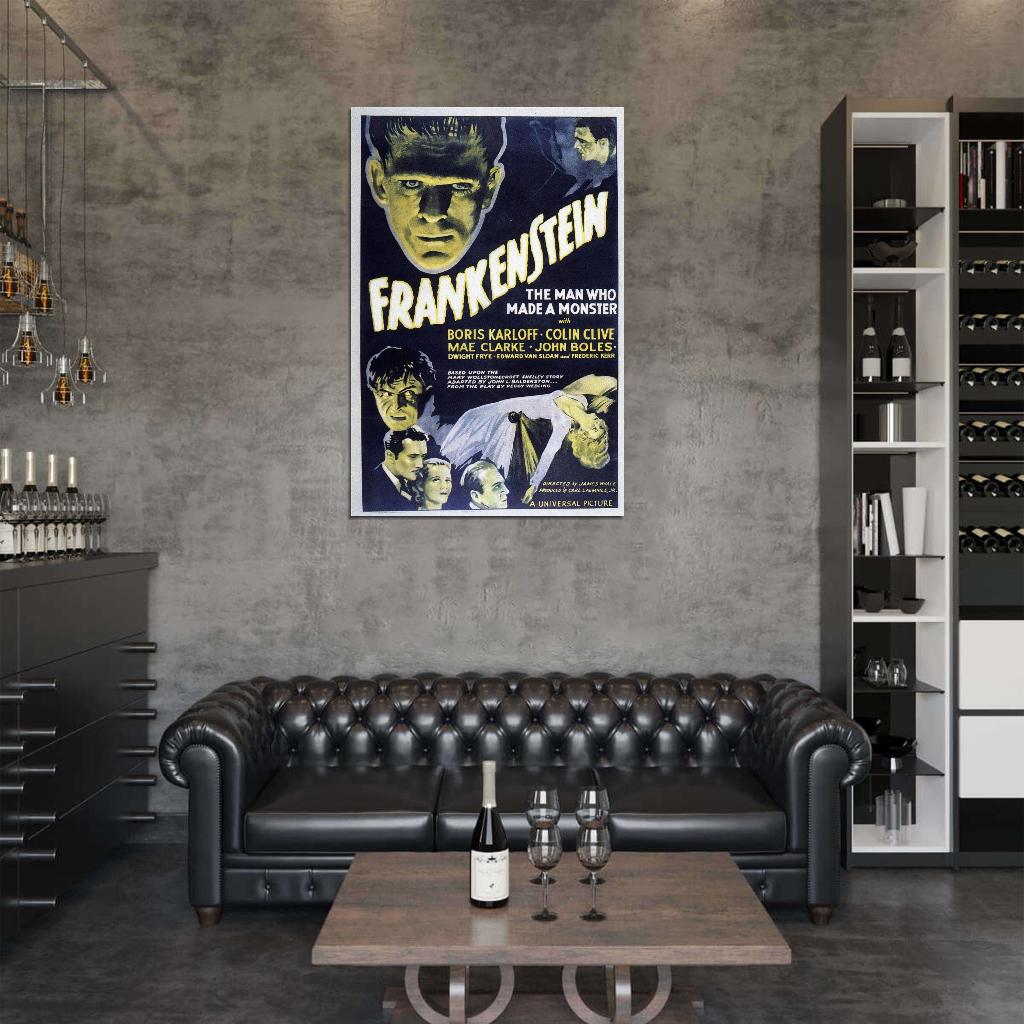 FRANKENSTEIN Vampires Universal Monsters Film Retro Movie Vintage Wall Poster