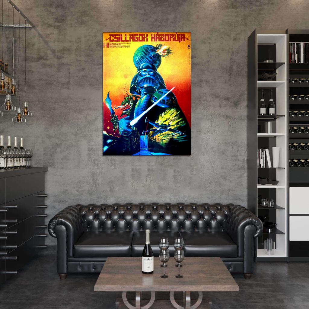 STAR WARS Hungarian Darth Vader Empire Skywalker Film Retro Movie Vintage Wall Poster