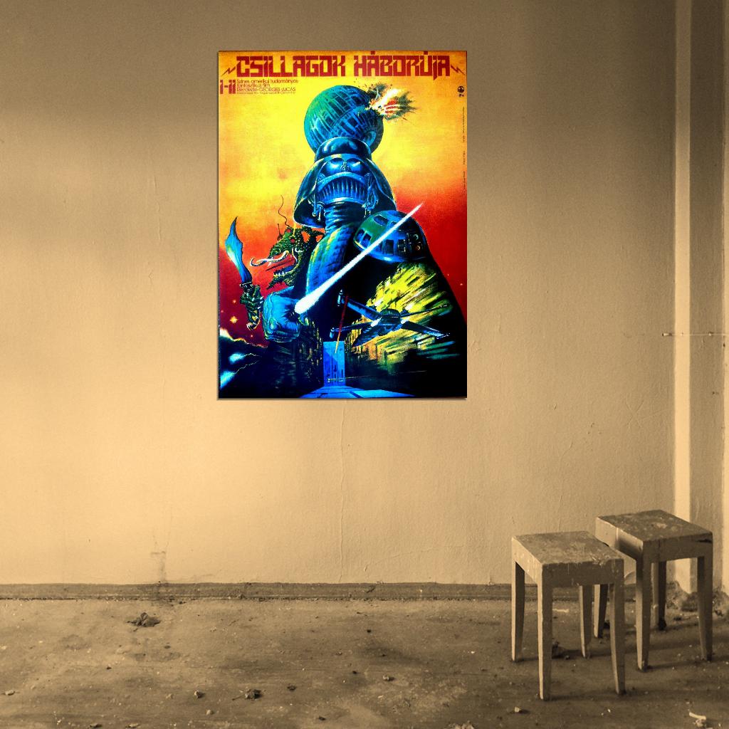 STAR WARS Hungarian Darth Vader Empire Skywalker Film Retro Movie Vintage Wall Poster