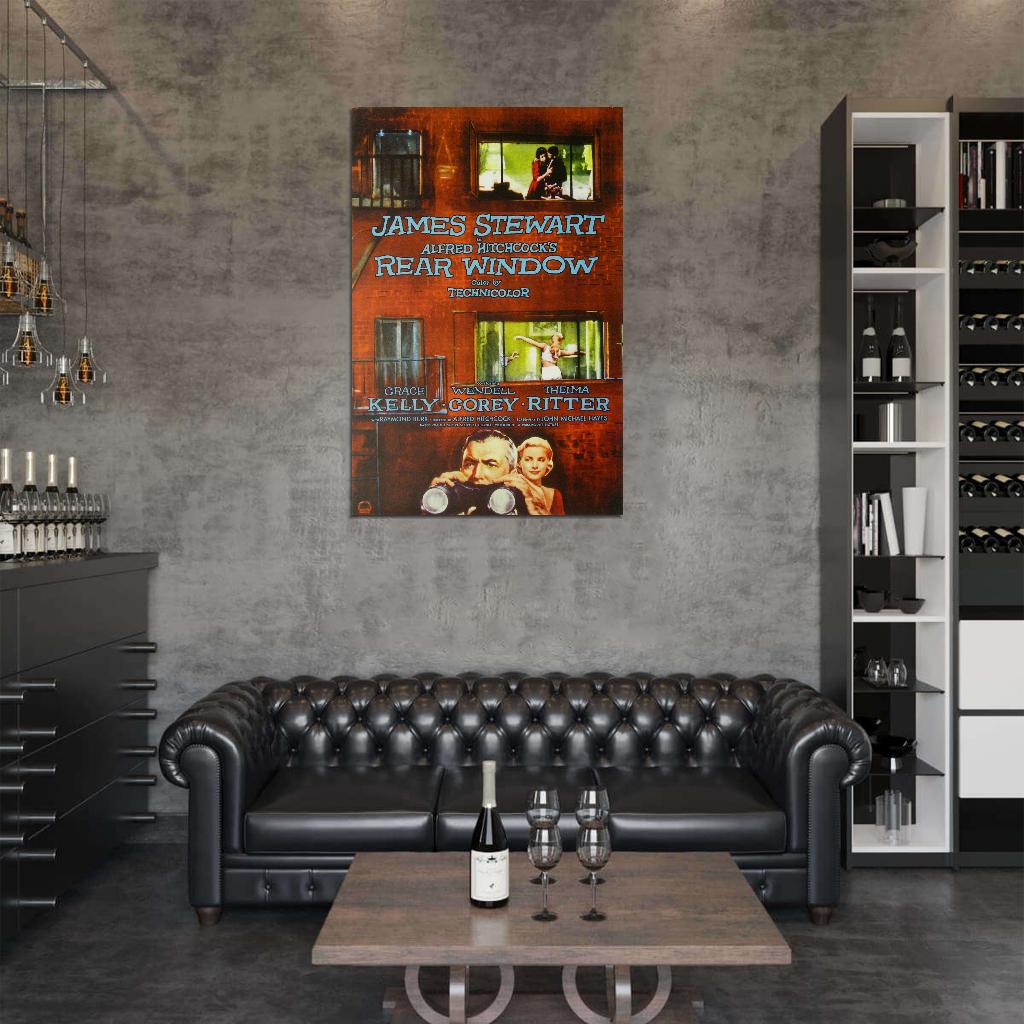 REAR WINDOW 1954 Alfred Hitchcock Psycho Film Retro Movie Vintage Wall Poster