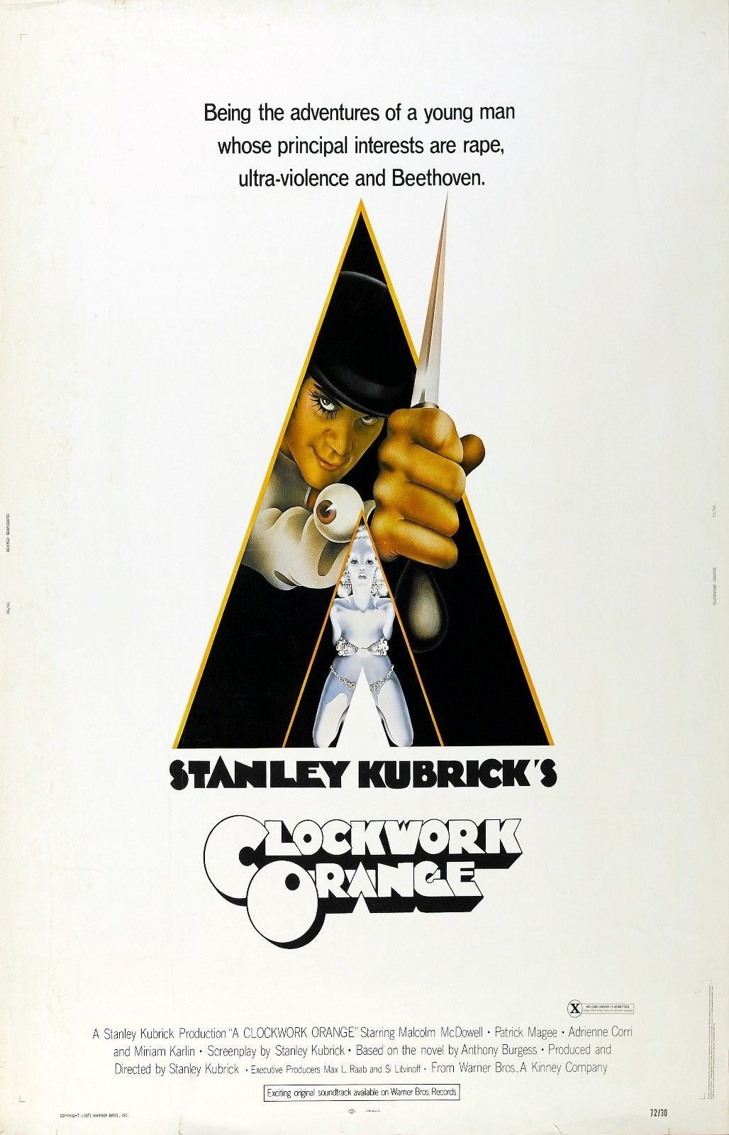 A CLOCKWORK ORANGE Stanley Kubrick  Film Retro Movie Vintage Wall Poster