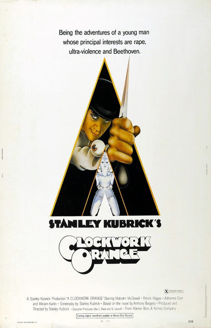 A CLOCKWORK ORANGE Stanley Kubrick  Film Retro Movie Vintage Wall Poster