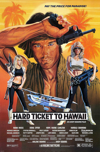 HARD TICKET TO HAWAII XXX Exploitation vhs era Film Retro Movie Vintage Wall Poster
