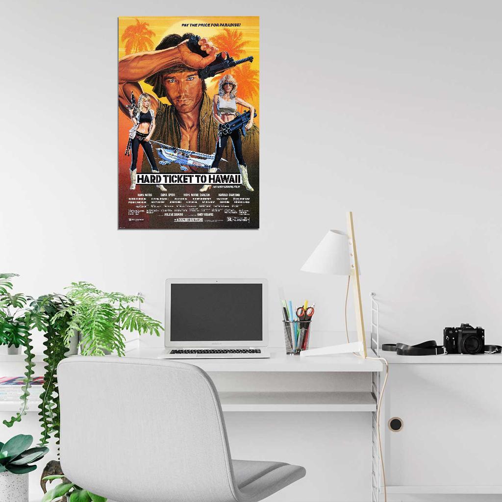 HARD TICKET TO HAWAII XXX Exploitation vhs era Film Retro Movie Vintage Wall Poster