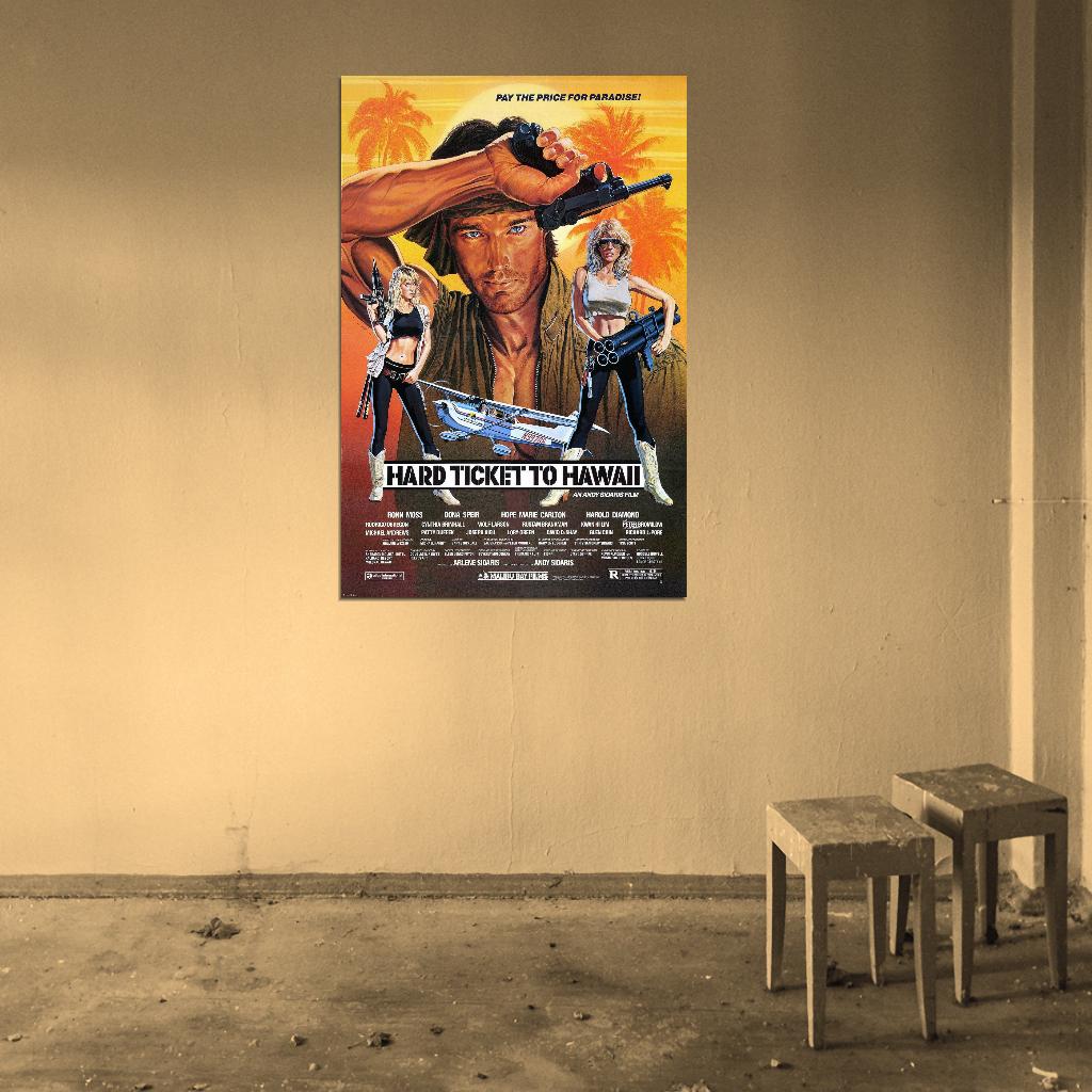 HARD TICKET TO HAWAII XXX Exploitation vhs era Film Retro Movie Vintage Wall Poster