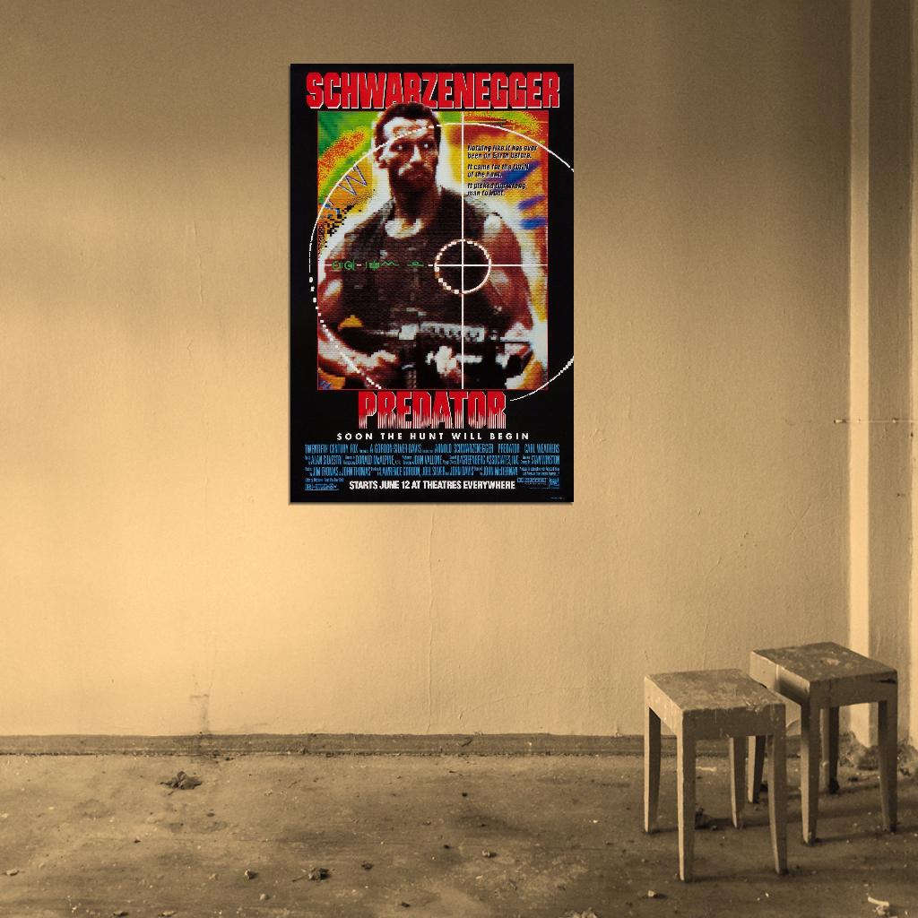 PREDATOR  Sci Fi Alien  SCHWARZENEGGER Film Retro Movie Vintage Wall Poster