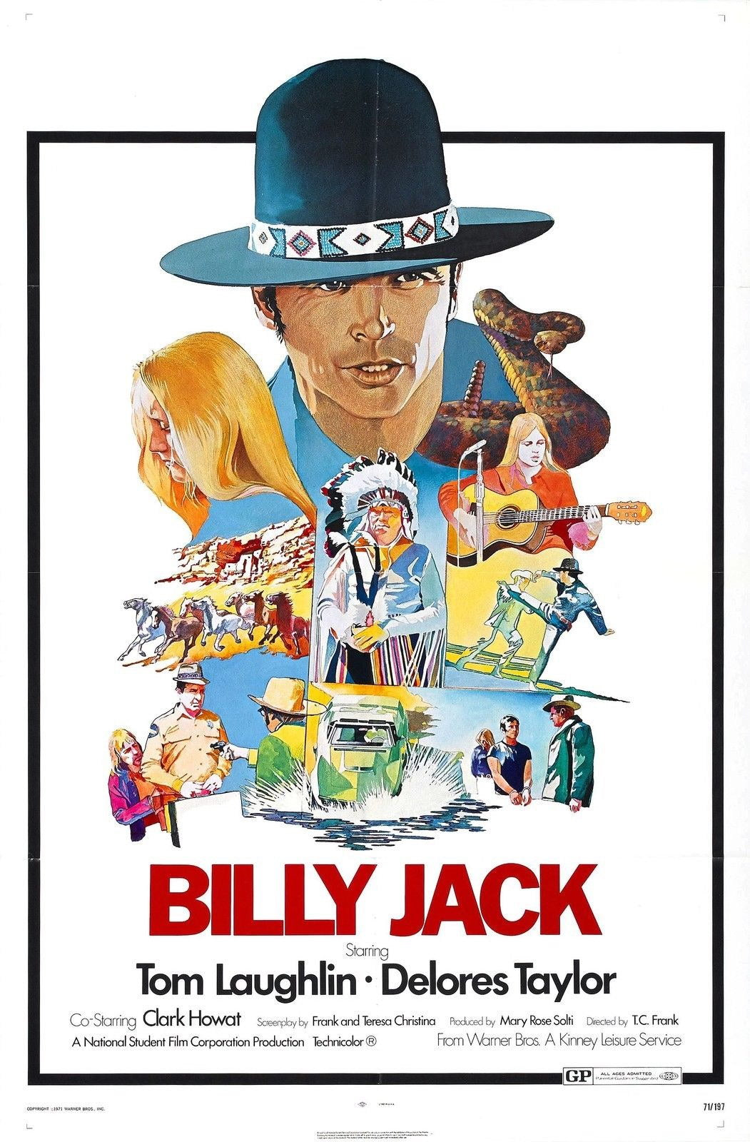 BILLY JACK 1971 Tom Laughlin Film Retro Movie Vintage Wall Poster