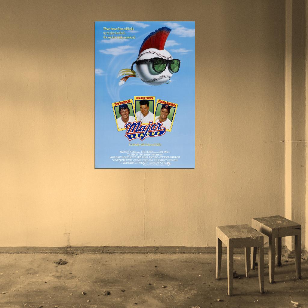 MAJOR LEAGUE 1989 Charlie Sheen Film Retro Movie Vintage Wall Poster