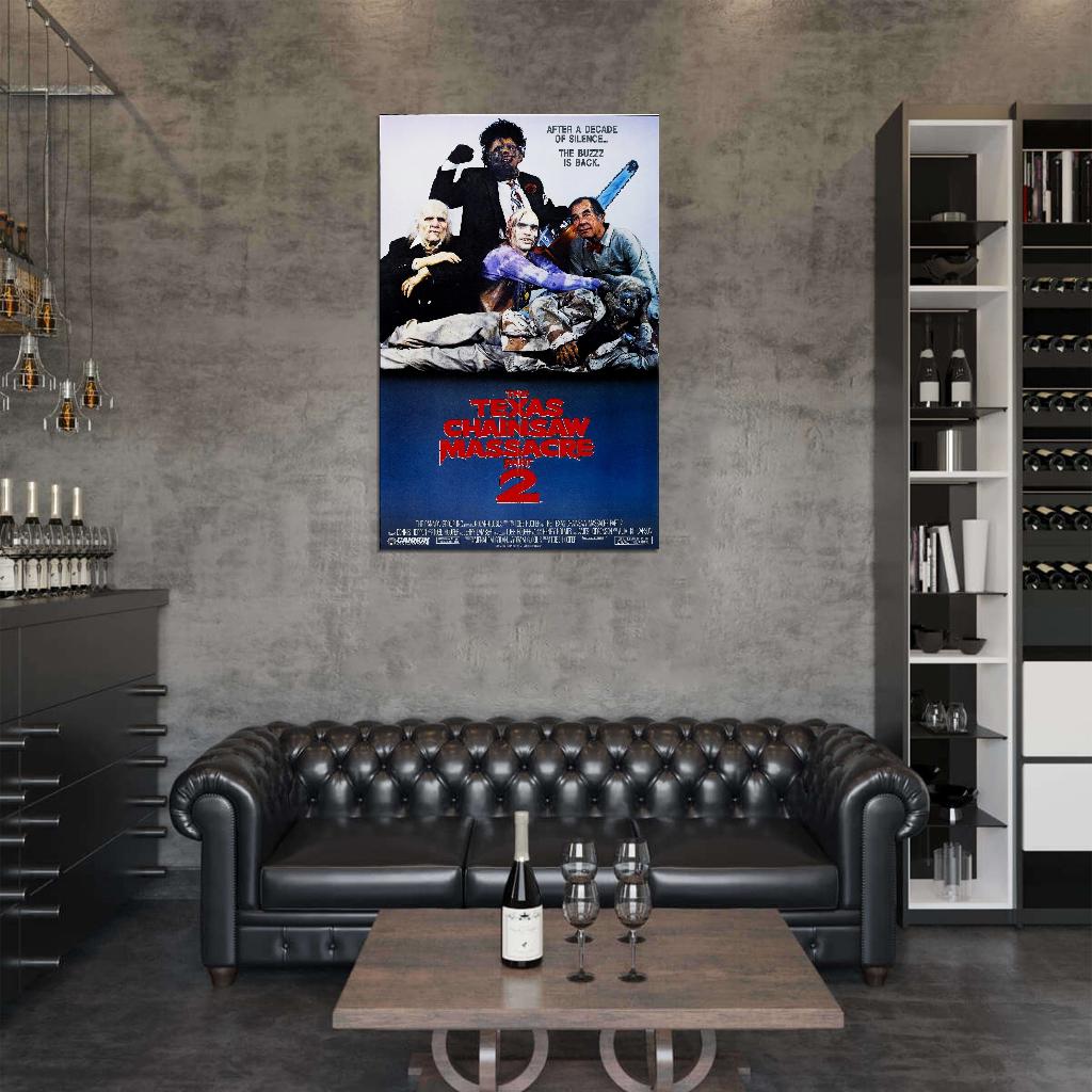 THE TEXAS CHAINSAW MASSACRE Part 2 Leatherface  Film Retro Movie Vintage Wall Poster