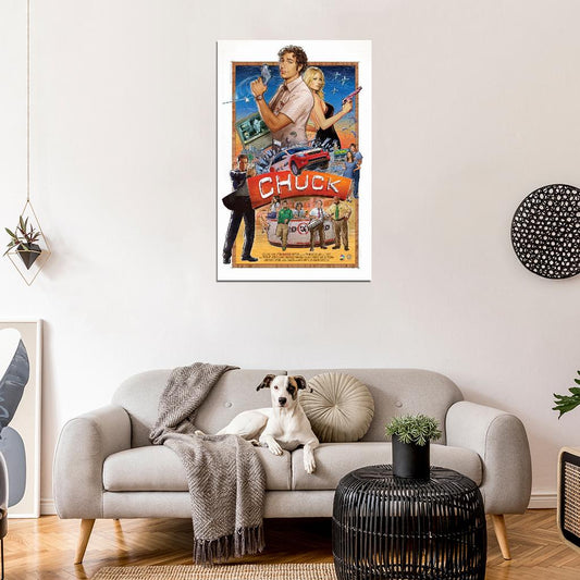 Chuck 2007-2012 Television Series Zachary Levi Film Retro Movie Vintage Wall Poster