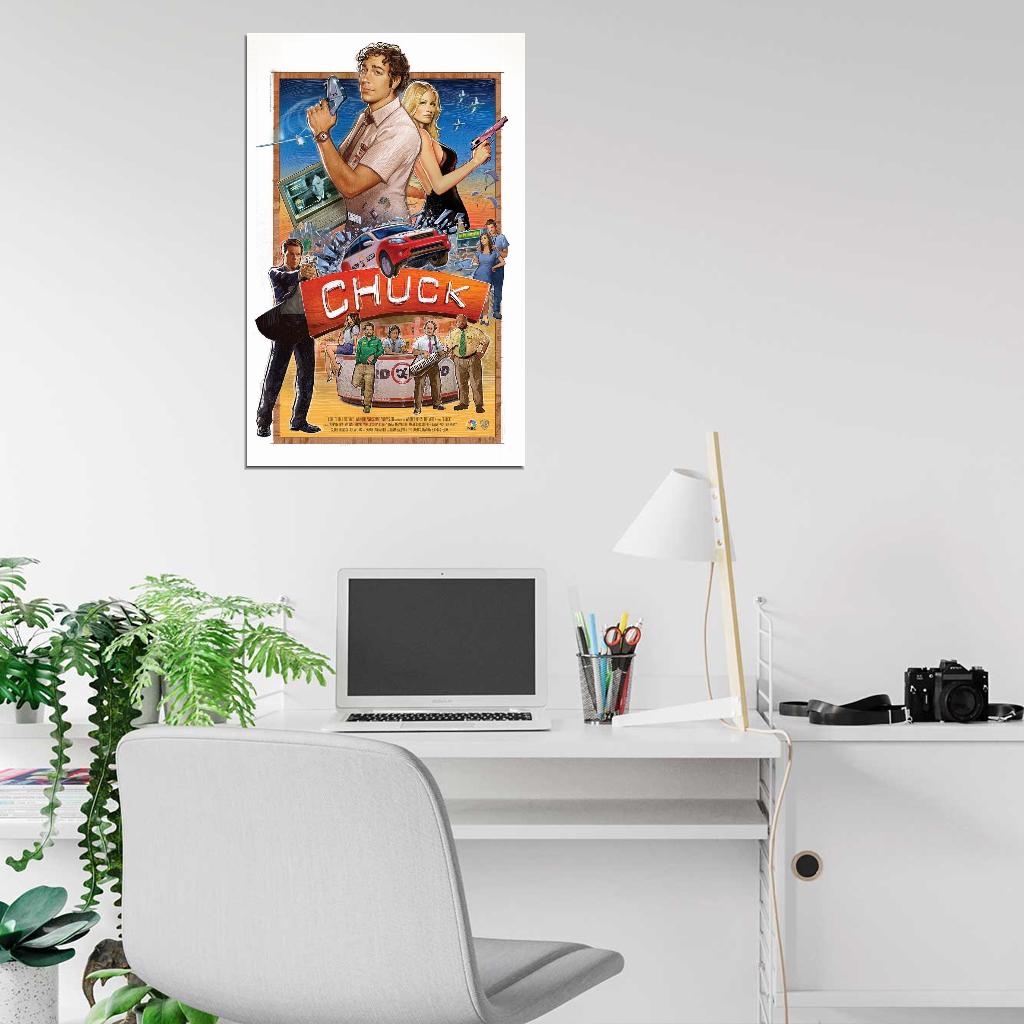 Chuck 2007-2012 Television Series Zachary Levi Film Retro Movie Vintage Wall Poster