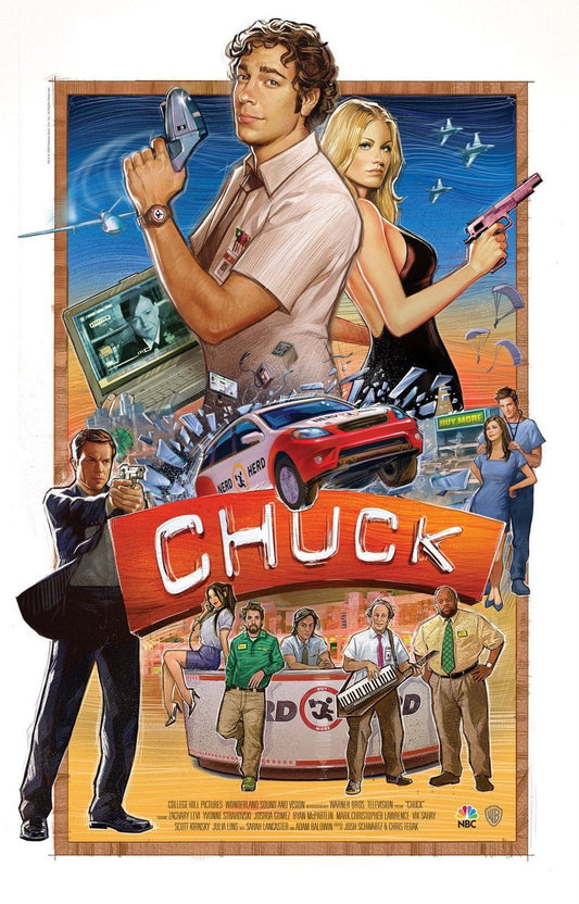 Chuck 2007-2012 Television Series Zachary Levi Film Retro Movie Vintage Wall Poster
