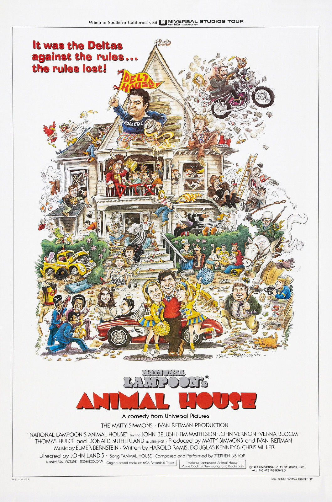 NATIONAL LAMPOON'S ANIMAL HOUSE John Belushi Film Retro Movie Vintage Wall Poster