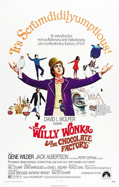 WILLY WONKA AND THE CHOCOLATE FACTORY Gene Film Retro Movie Vintage Wall Poster