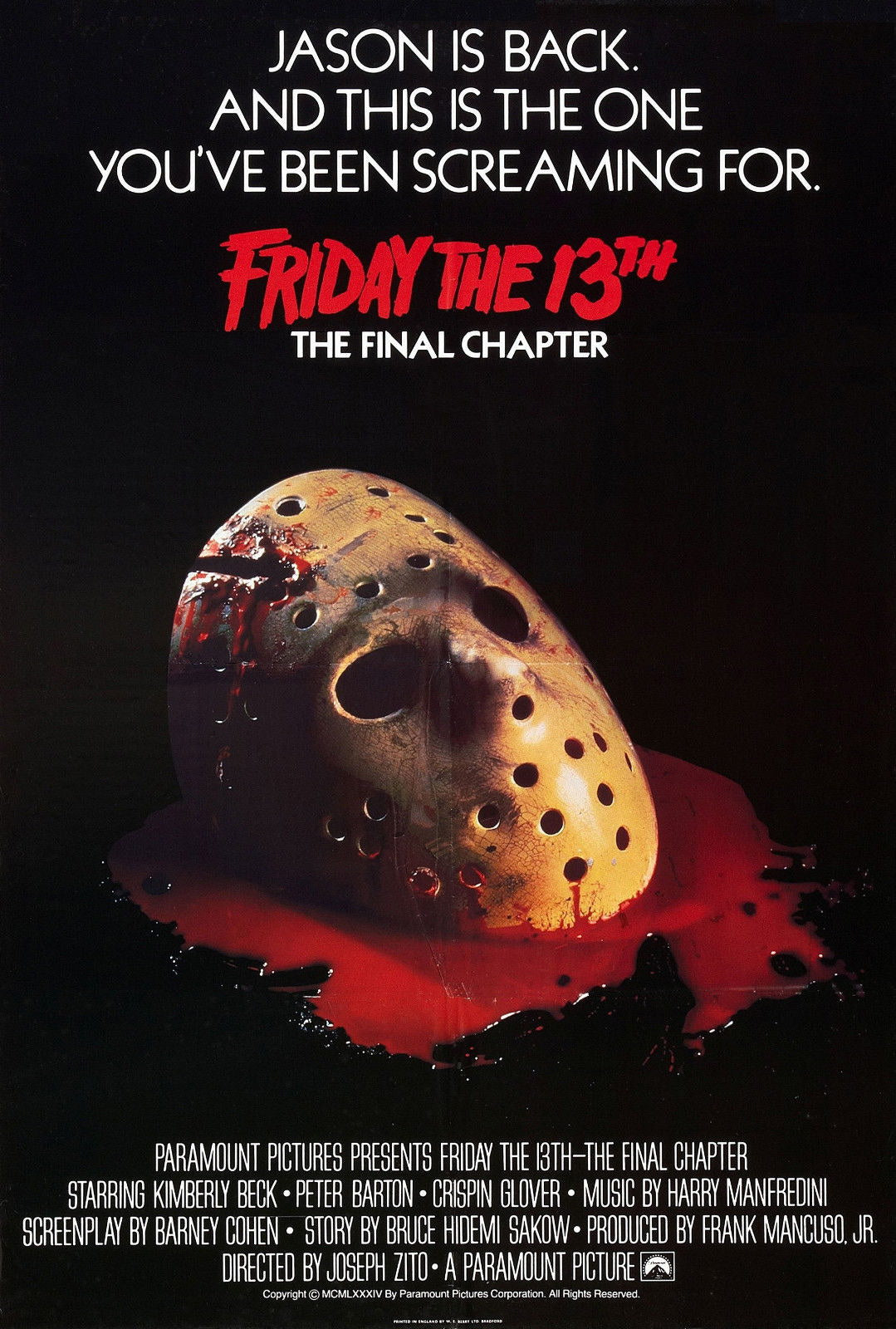 FRIDAY THE 13th THE FINAL CHAPTER Jason Freddy Film Retro Movie Vintage Wall Poster