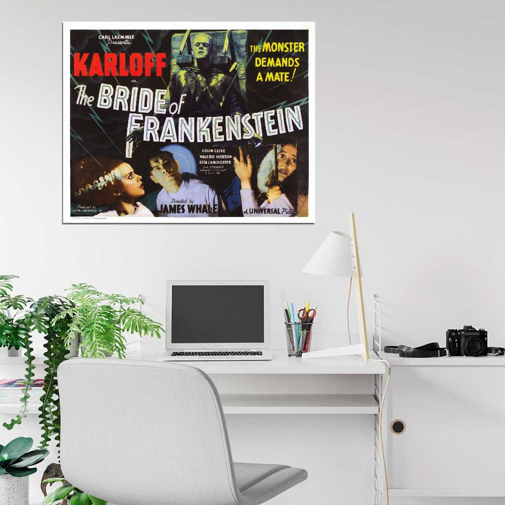 BRIDE OF FRANKENSTEIN Boris Karloff Universal Film Retro Movie Vintage Wall Poster