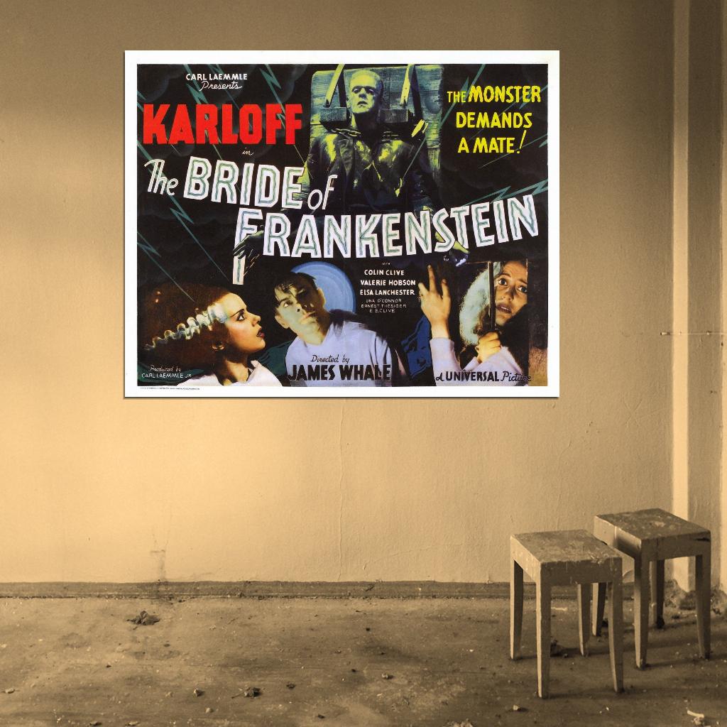 BRIDE OF FRANKENSTEIN Boris Karloff Universal Film Retro Movie Vintage Wall Poster