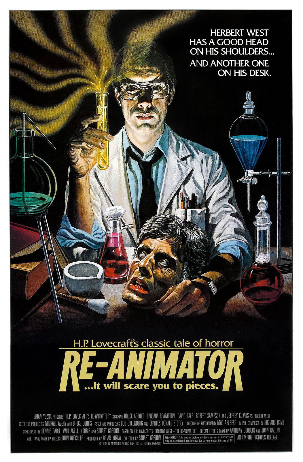 RE-ANIMATOR 1985 H.P. Lovecraft Film Retro Movie Vintage Wall Poster
