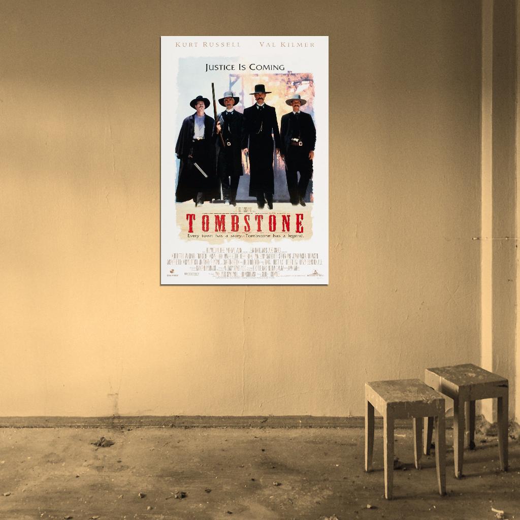 Tombstone Western Val Kilmer Kurt Russell Film Retro Movie Vintage Wall Poster