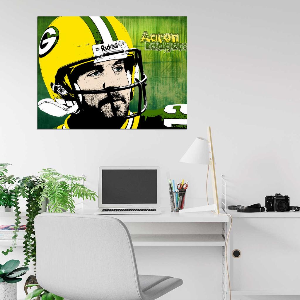 Aaron Rodgers Art Football Sport Wall Art Print Poster