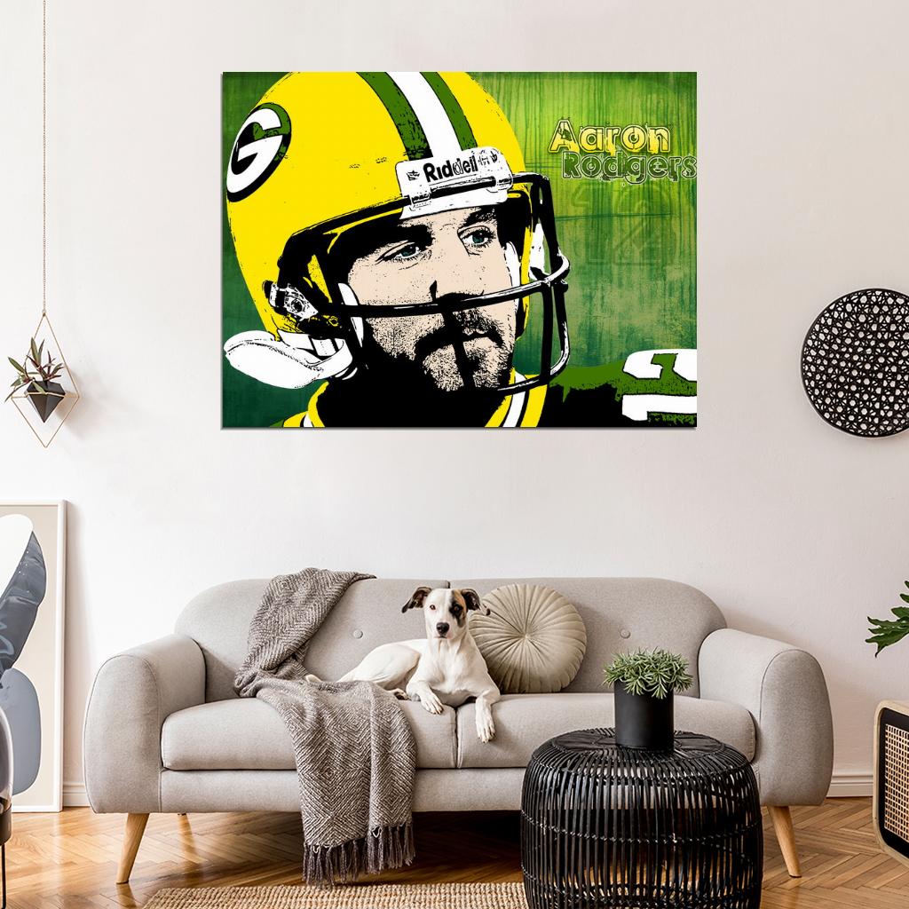 Aaron Rodgers Art Football Sport Wall Art Print Poster