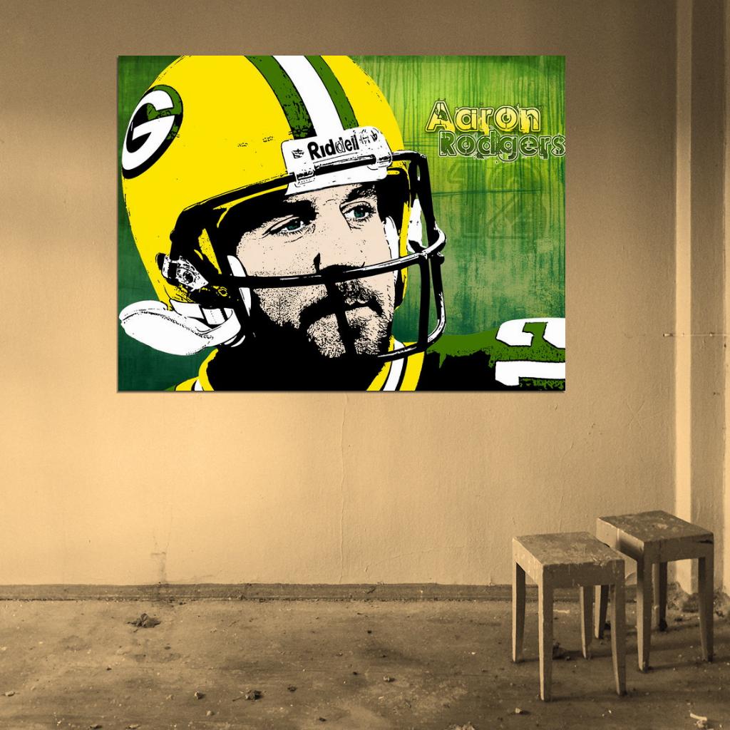 Aaron Rodgers Art Football Sport Wall Art Print Poster