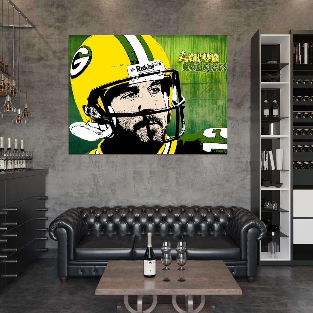 Aaron Rodgers Art Football Sport Wall Art Print Poster