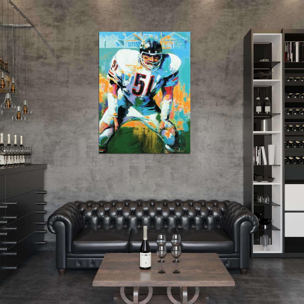 Richard Marvin Dick Butkus Painting Art Football Sport Wall Art Print Poster