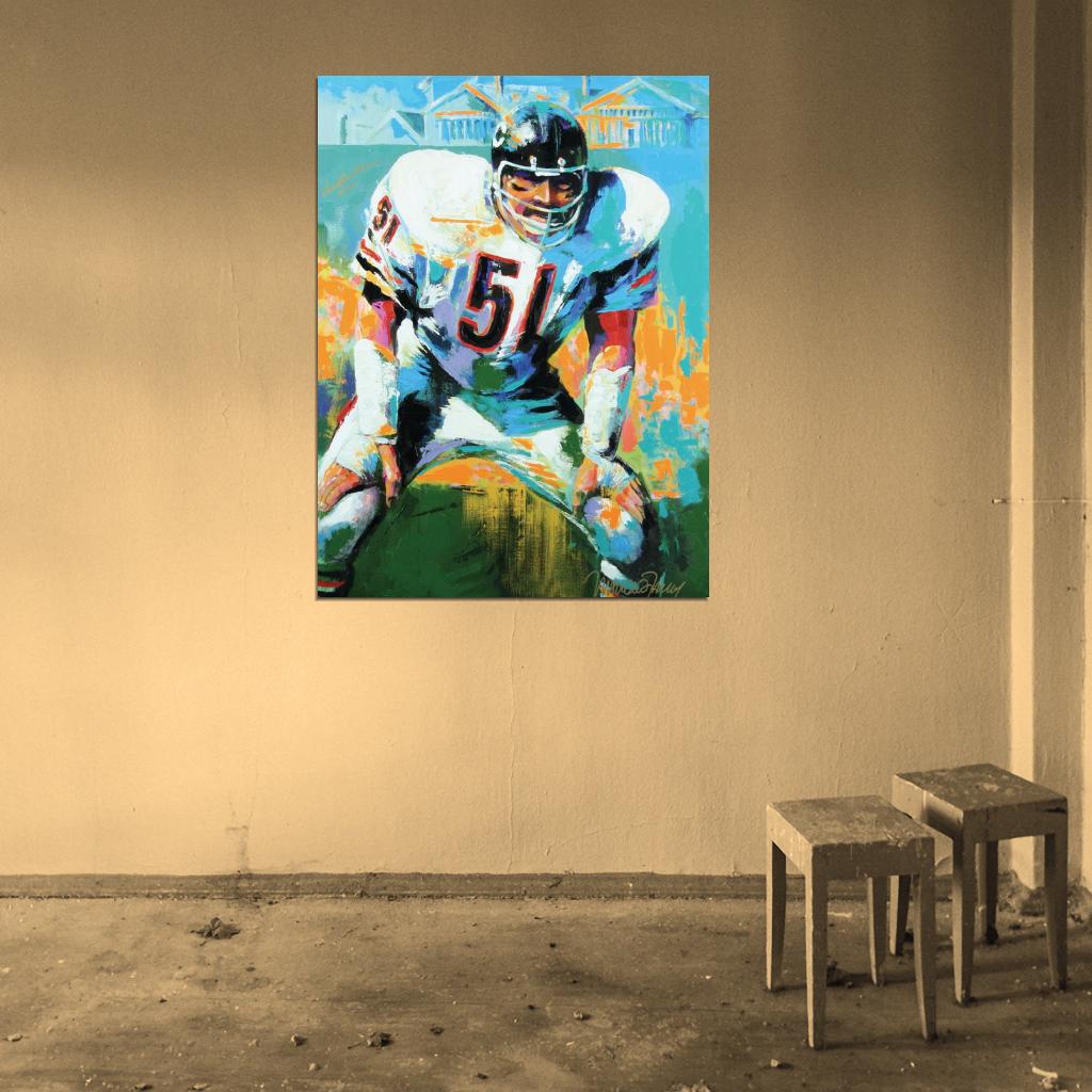 Richard Marvin Dick Butkus Painting Art Football Sport Wall Art Print Poster