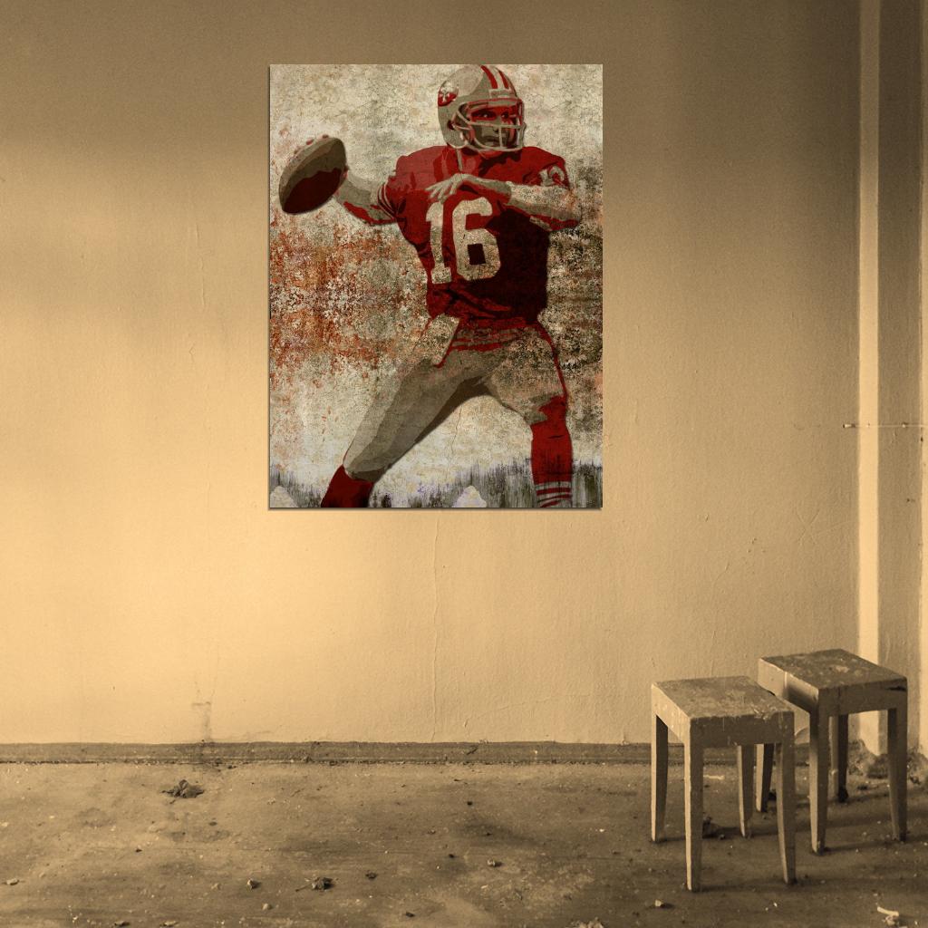 Joe Montana Painting Art Football Sport Wall Art Print Poster