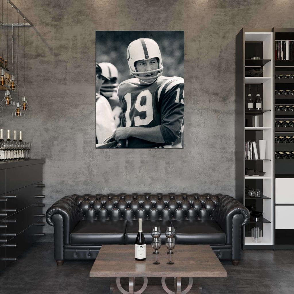 Johnny Unitas Baltimore Colts BW Football Sport Wall Art Print Poster
