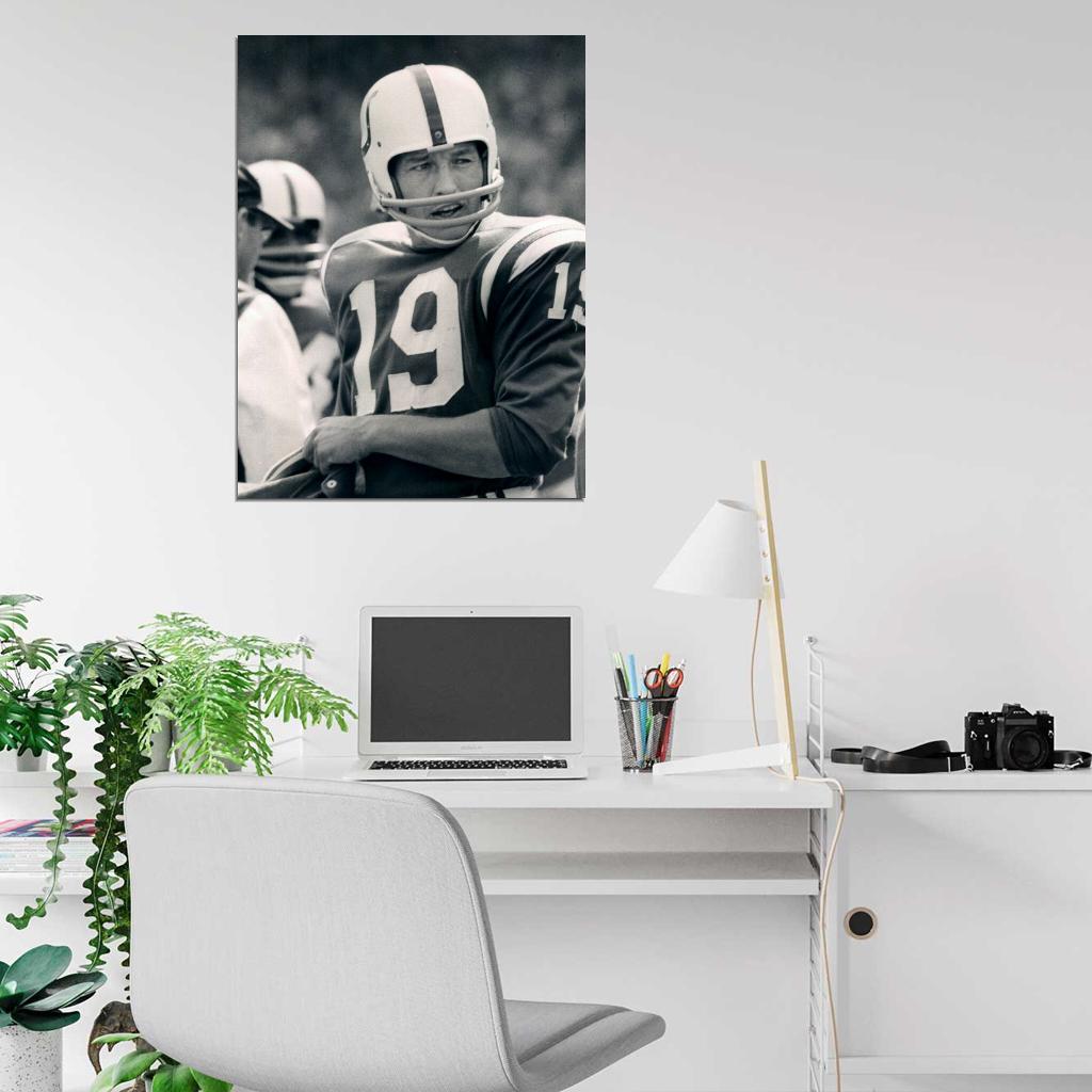 Johnny Unitas Baltimore Colts BW Football Sport Wall Art Print Poster
