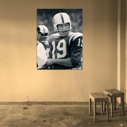 Johnny Unitas Baltimore Colts BW Football Sport Wall Art Print Poster