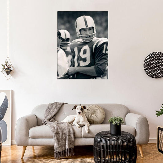 Johnny Unitas Baltimore Colts BW Football Sport Wall Art Print Poster